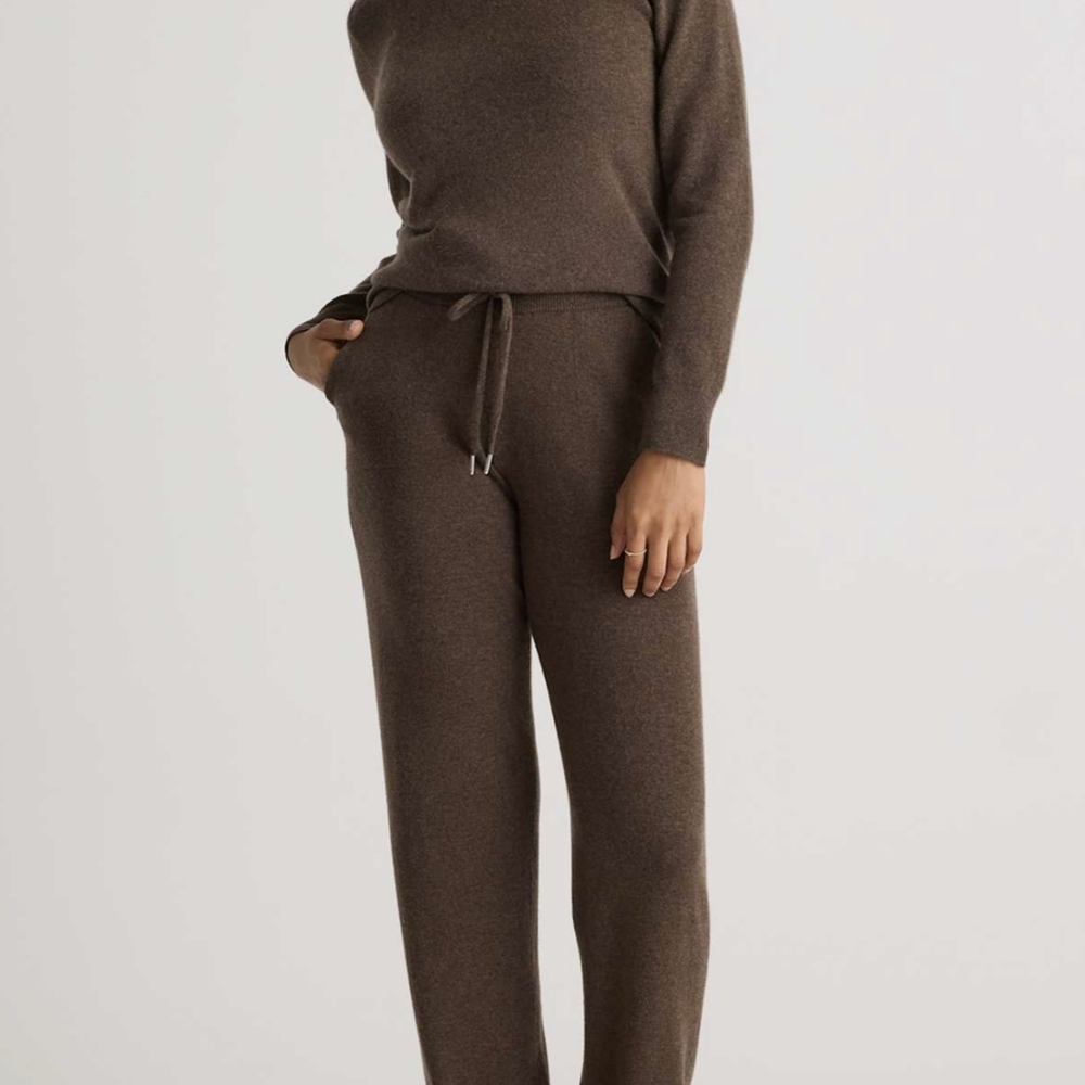 Quince Mongolian Cashmere Brown Straight Leg Pants